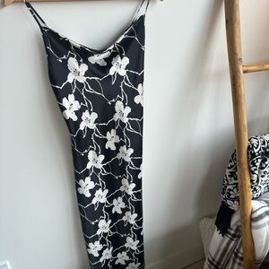 Black and White Floral Slip Dress